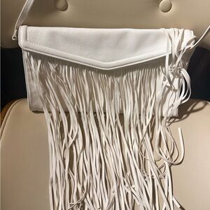 Carlos Santana White Fringe Crossbody Bag